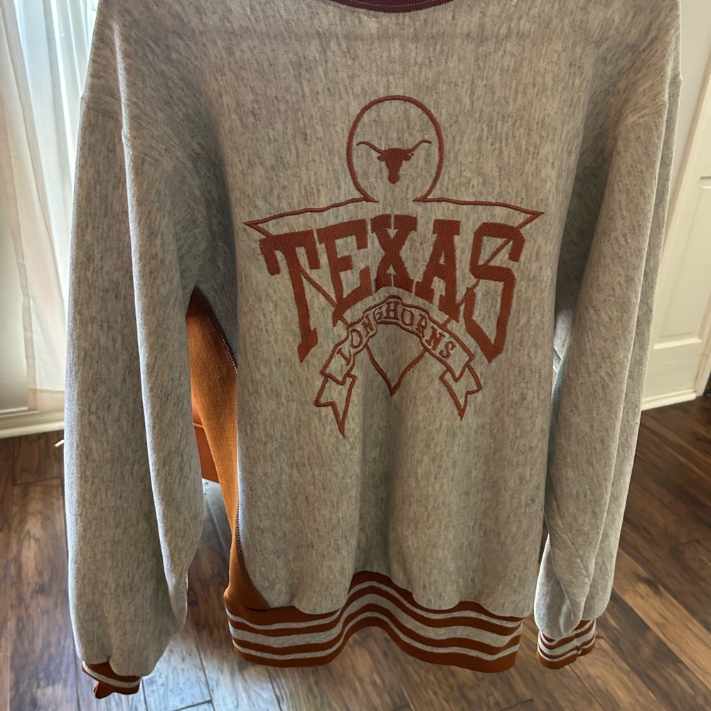 Gray and Brown Crew Neck Sweater with Tribal Pattern